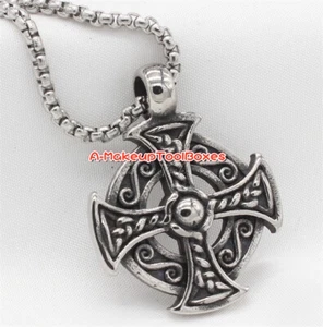 Herren Damen Edelstahl Gothic Biker Punk Keltisches Kreuz Knoten Anhänger J750 - Bild 1 von 3