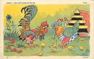 CARTOLINA C T RURAL COMICS Ray Walters POLLI MIELE CHE NON IMBROGLI SU DI ME - Foto 1 di 2