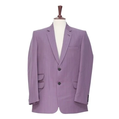 Blazer de hombre 44R púrpura a rayas abrigo deportivo chaqueta 2 botones formal boda fiesta Foto 1 de 4
