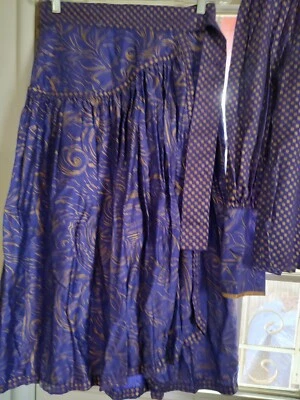 Vintage Jeanne Mark 70's/80's Purple And Gold Artsy Fun Outfit, 2 Piece, Wrap sk - Image 1 of 4