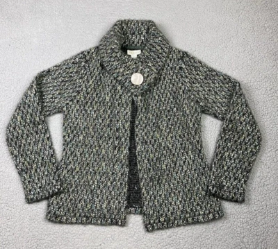 Твид кардиган женщин большой зеленый коренастый трикотажа открытый шерсти смесь шаль шеи - Изображение 1 из 4