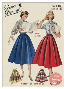 1950's Rock n Roll Skirt Sewing Pattern Waist 29 - Rockabilly style - Picture 1 of 2