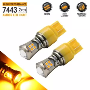 Syneticusa 7443 7444 7440 LED Amber Turn Signal DRL Side Marker Light Bulbs - Picture 1 of 7