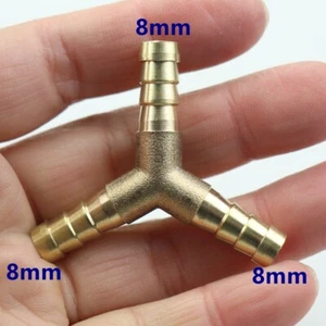 2Pcs Y-3 Way Shaped Brass Barbed Hose tails, for fuel ,oil etc 5/16"(8mm) - Picture 1 of 4