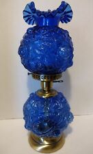 Fenton Cobalt Blue Puffy Rose GWTW Gone with the Wind Table Lamp