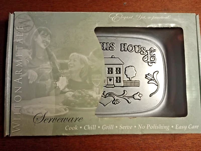 Wilton Armetale Metal Serving Tray "Bless This House" ~ 11" x 7" ~ Made In USA - Image 1 of 4