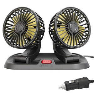 Dual Head Cooling Air Fan Car Dashboard Cooler 2 Speed Adjustable Accessories 