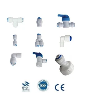 1/4" Push Fit Pipe Fittings RO reverse osmosis fridge T piece elbow - Picture 1 of 10