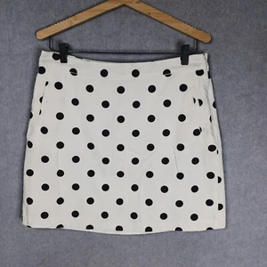 Marcs Womens Size 14 White Black Polka Dot Stretch Cotton Mini Skirt - Picture 1 of 9