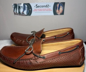 Mocassini da uomo Saks Fifth Avenue in pelle marrone mocassini da guida taglia 9,5 BELLI - Foto 1 di 9