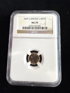 2009 Gran Bretagna 1/4 Sovrano NGC MS70 ORO SOLO 50.000 CONIATO - Foto 1 di 3