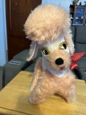 Винтажная плюшевая 16-дюймовая розовая собака французский пудель Содружество Пенсильвании 1960-е - Изображение 1 из 4