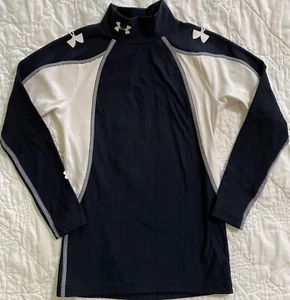 Youth UA Under Armour ColdGear® Mock Long Sleeve Fitted Shirt Medium Black/White - Picture 1 of 3