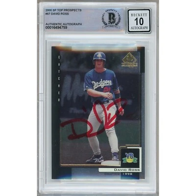 David Ross Signed 2000 SP Top Prospects #57 Card Beckett AUTO 10 Slab LA Dodgers - Image 1 of 4