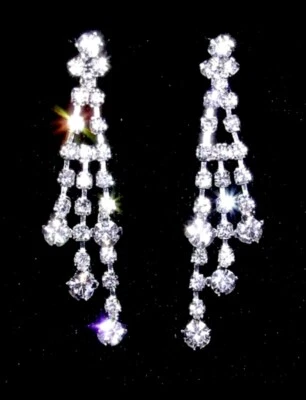 Pendientes colgantes colgantes enchapados en plata de ley cristal estrás joyería para mujer Foto 1 de 4