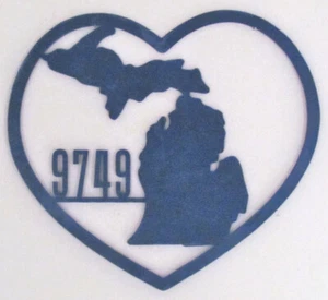 Grande cuore Michigan con insegna numero civico - taglio a mano - scegli tra 5 colori - Foto 1 di 1