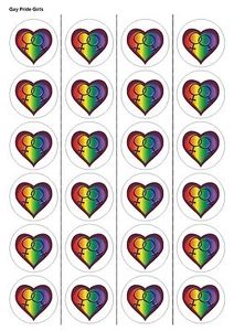 24X PRECUT GAY PRIDE, EDIBLE WAFER PAPER, CUPCAKE, CAKE TOPPERS 1127 - Picture 1 of 1