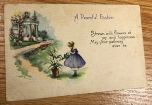 Antique A Peaceful Easter POST CARD unused creased aged - Picture 1 of 8