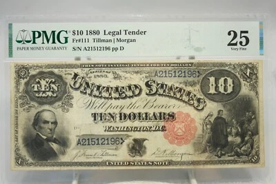 1880 $10 Licitación Legal “JACKASS” Fr#111 PMG VF25 Sin Comentarios #2196 Foto 1 de 2