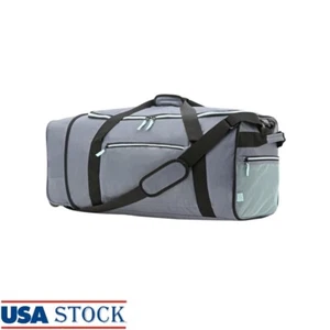 Large Compact Rolling Duffel Bag Travel Storage W/ Wheels Adjustable Strap New - Picture 1 of 13