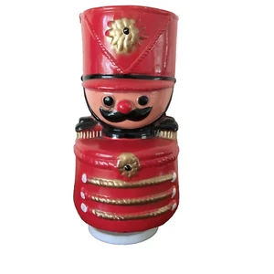Nutcracker Musical Wind-Up Rotates Jingle Bells Plastic Soldier VTG Christmas - Picture 1 of 5