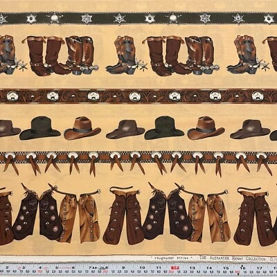 Vintage 1995 Roughwear Stripe Alexander Henry Cotton Fabric Remnant 17" x 43" - Image 1 of 2