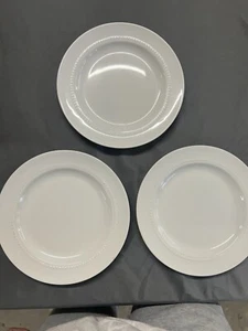 Lot Of 3 Target Threshold Porcelain BEADED CREAM 8.3” Salad Plates **223 - Picture 1 of 2