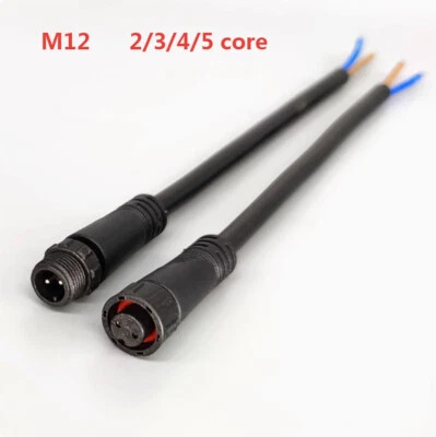 M12 Waterproof Cable Nylom Electrical 2 3 4 5 Pin Male Female Socket Connectors  - Image 1 of 3