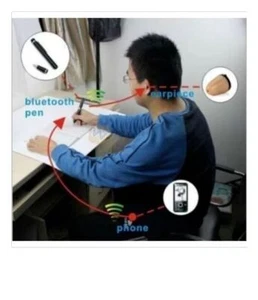 Invisible Wireless Mini- Spy Earpiece Covert Bluetooth Red Ball Pen - Photo 1 sur 9