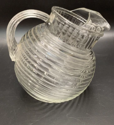JARRA JARRA INCLINADA De Colección Bola Labio de Hielo Acanalado Vidrio Transparente MANHATTEN MCM Foto 1 de 4