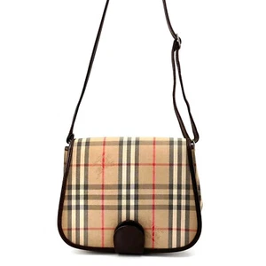 Burberrys Shoulder Bag Canvas Leather Beige Nova Check Shadow Horse #A419 - Picture 1 of 24