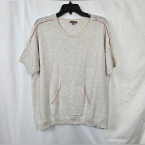 Lilla P elfenbein rosa Naht Kängurutasche Kurzarm leichter Pullover Large - Bild 1 von 7