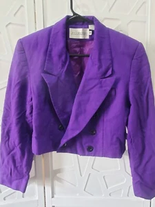VTG JH Collectibles Womens Purple Cropped Blazer Size 10 Shoulder pads USA - Picture 1 of 11