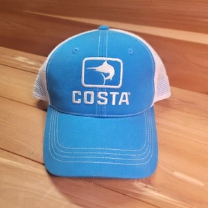 COSTA Del Mar Logo Marlin Trucker Mesh Cap Hat Blue Adjustable Fit Snapback - Picture 1 of 8