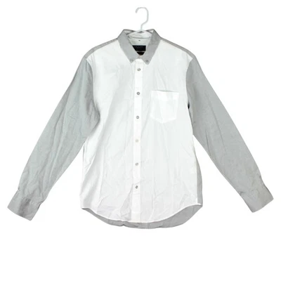 Rag & Bone Classic Fit Button Down Shirt Mens M White Gray Oxford Long Sleeve - Image 1 of 4