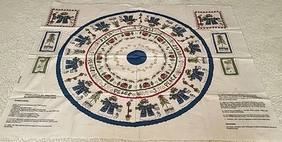 Peace Love & Joy Snowman Christmas Tree Skirt Fabric Panel by Linda Stubbs - Image 1 of 4