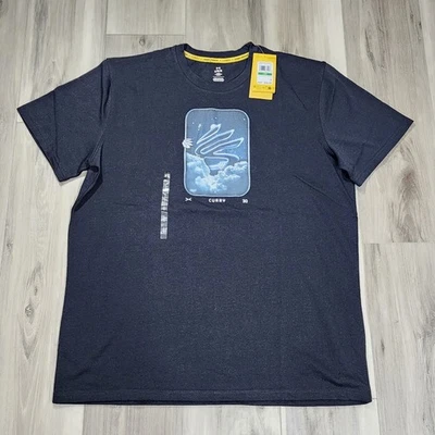 Camiseta Under Armour masculina grande preta curry tendência peso pesado nova - Imagem 1 de 4