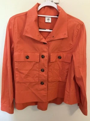Cabi Talla Mediana Naranja Coral Botón Completo Delantero Recortado Algodón Chaqueta Blazer Foto 1 de 4