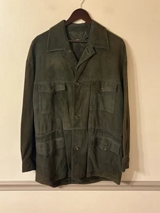 Vintage Dunhill Green Suede Field Jacket Made in Spain Men’s Size L - Picture 1 of 10
