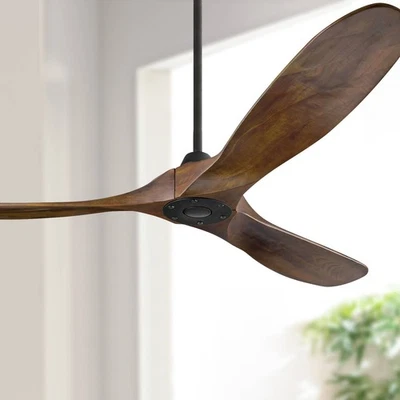 60" Visual Comfort Maverick Walnut and Black Ceiling Fan with Remote - Image 1 of 3
