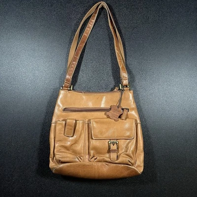 Giani Bernini Bolso de Hombro de Cuero Marrón Claro Cartera Bolso de Mano Tostado Estilo Y2K Foto 1 de 4