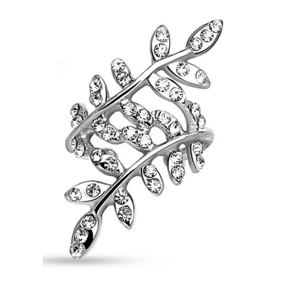 Ear Cuff KRISTALLBLÄTTER Ohrstecker silber Damen Conch Fake Piercing Ring Clip  - Bild 1 von 4