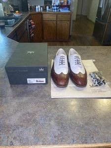 Zapatos de golf LAMBDA - CROTONE blanco y marrón - talla 11,5/12 EE. UU. - 45 UE - PARA HOMBRE - Imagen 1 de 13