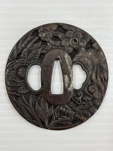 Tsuba Eisen durchbrochenes japanisches Schwert Ichinkansai antik aus Japan #K6930 - Bild 1 von 10