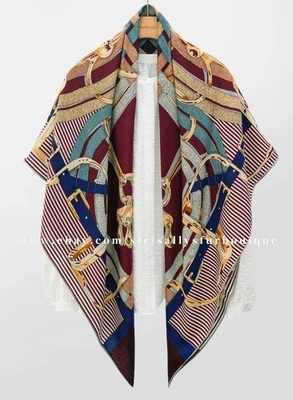 Sallys 70% Cashmere 30% Silk Wrap Scarf Belts Print Double Face Square Shawl 53" - Image 1 of 4