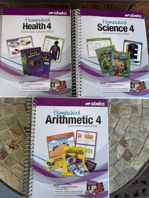 Abeka Homeschool Curriculum 4th Grade Arithmetic Science Health 3 Book Lot Teach - Image 1 of 4