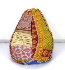 Handmade Quilted Kantha Cotton Floral Bohemian Bean Bag Sacco Chair Ottoman