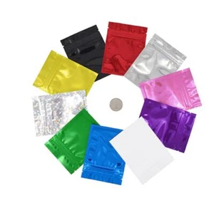 Paquete de sellos de bolsas de almacenamiento de alimentos Mylar planas brillantes para cierre de papel de aluminio con cremallera - Imagen 1 de 21