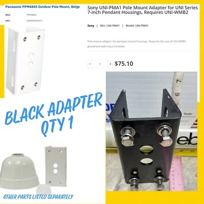 Panasonic pole mount adapter camera mount BLACK PPM4845 Works W Sony UNI-PMA1 - Image 1 of 4