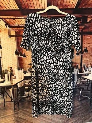 George Mujer Vestido Estampado Vaina Manga Corta Negro + Blanco  Foto 1 de 4